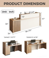 Anzhap 94" L-Shaped Reception Desk with Counter — Front Desk Reception Counter with Lockable Drawer, Storage Cabinet & Double Countertop for Office, Lobby, Checkout (Oak & Cream White) Anzhap