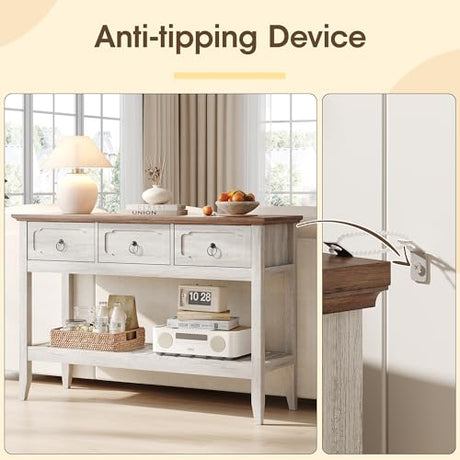 Maupvit Rustic Entryway Table with Large Storage Space, Farmhouse Feel Console Table for Entryway, Sturdy & Reliable Structure Sofa Table, Easy to Assemble Entry Table Maupvit