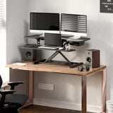 FLEXISPOT 40" Electric Standing Desk Converter, Height Adjustable Riser, Sit to Stand Monitor and Laptop Workstation with Wide Keyboard Tray, Black FLEXISPOT