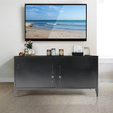 HOPUBUY Metal Storage Cabinet, Black Locker Cabinet with 2 Doors, Steel Storage Cabinet with Removable Shelves for Bedroom Home, Garage, Office HOPUBUY