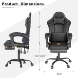OS MOTOR Gaming Chair with Headrest and Lumbar Support, Ergonomic High Back Office Chair, Racing Style Executive Computer Desk Chair, Leather Adjustable Swivel Task Chair for Home Office (Black) OS MOTOR