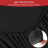 Twin Fitted Sheets 2 Pack Only, Mattress Up to 14 Inches Deep Pocket, Ultra Soft and Breathable Twin Bed Sheets, Long Lasting Single Fitted Sheets, Black Moonsea
