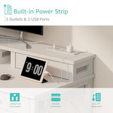 Lufeiya Small White Desk with Fabric Drawers for Bedroom, 32 inch Vanity Makeup Desk with Drawers Storage for Home Office, Writing Study Table with Power Outlet & Monitor Stand, White Lufeiya