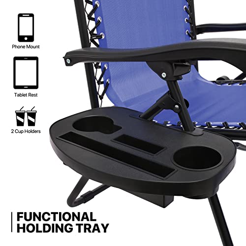 MoNiBloom Zero Gravity Chairs Set of 2 Outdoor Folding Patio Lounge Chairs for Outside Reclining Lawn Chairs Recliner Beach Chairs for Adults, Blue MoNiBloom