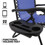 MoNiBloom Zero Gravity Chairs Set of 2 Outdoor Folding Patio Lounge Chairs for Outside Reclining Lawn Chairs Recliner Beach Chairs for Adults, Blue MoNiBloom