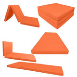D&D Futon Furniture Trifold Foam Beds, Floor Tri-Fold Bed, Foldable Shikibuton Mattress Cushion Topper Mat for Space Saving Sleepover 3x27x75 in, Orange D&D Futon Furniture
