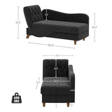DAMAIFROM Chaise Lounge Chair Indoor with Storage, Adjustable Armrest Recling Reading Chair Sleeper Sofa Bed with Pillow, 3 in 1 Velvet Futon Lounge Chair for Living Room Playroom, Black DAMAIFROM