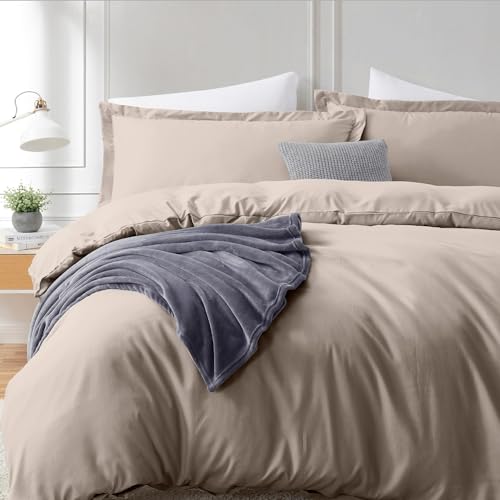 Hearth & Harbor Twin Size Duvet Cover & Bed Sheet Set Linen, 5 Piece Soft Double Brushed Twin/Twin XL Bedding Set, Includes Duvet Cover, Flat Sheet, Fitted Sheet, Pillowcases and Pillow Shams Hearth & Harbor