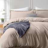 Hearth & Harbor Twin Size Duvet Cover & Bed Sheet Set Linen, 5 Piece Soft Double Brushed Twin/Twin XL Bedding Set, Includes Duvet Cover, Flat Sheet, Fitted Sheet, Pillowcases and Pillow Shams Hearth & Harbor