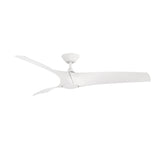 Zephyr Smart Indoor and Outdoor 3-Blade Ceiling Fan 52in Matte White with Adjustable CCT 2700K-3000K-4000K-5000K LED Light Kit and Remote Control works with Alexa, and iOS or Android App Modern Forms