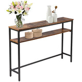 Timberer Rustic Brown Narrow Console Table with Adjustable Shelf - 47 Inch Multifunctional 2-Tier Hallway & Living Room Table Timberer