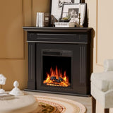 43.31 Inch Corner Fireplace TV Stand with Mantel - Electric Fireplace Heater, Wooden Entertainment Center, Adjustable LED Flame, Freestanding (750W/1500W),Corner Black ZAFRO