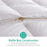 APSMILE Lightweight Down Feather Fibers Comforter Oversized King Size - Cooling Bed Comforter, Hotel Collection High Fill-Power Thin Duvet Insert for Warm Weather/Hot Sleepers, 120x98, White APSMILE