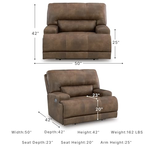 Signature Design by Ashley Bealeaf Contemporary Power Rocker Recliner with USB Ports, Dark Brown