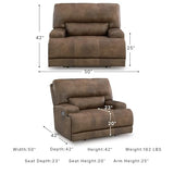 Signature Design by Ashley Bealeaf Contemporary Power Rocker Recliner with USB Ports, Dark Brown