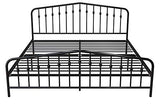 Novogratz Bushwick Modern Metal Bed, Slightly Triangular Headboard and Footboard with Inset Spindles, Adjustable Base Height for Underbed Storage, Requires No Box Spring, King Size - Black Novogratz
