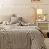 ROSGONIA Queen Comforter Set Oatmeal, 3pcs(1 Boho Oatmeal Comforter & 2 Pillowcases) All Season Soft Bedding Lightweight Bedspread Blanket Quilt ROSGONIA