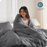 Bare Home Bedding Duvet Cover Queen Size - Premium 1800 Super Soft Duvet Covers Collection - Lightweight, Cooling Duvet Cover - Soft Breathable Bedding (Queen, Grey) Bare Home
