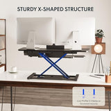 FLEXISPOT 40" Electric Standing Desk Converter, Height Adjustable Riser, Sit to Stand Monitor and Laptop Workstation with Wide Keyboard Tray, Black FLEXISPOT