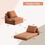 Lumbershed Folding Sofa Bed, 3-in-1 Convertible Sleeper Chair Bed with Pillows, Foldable Floor Couch with High-Density Foam, Futon Small Boneless Couch for Living Room Bedroom Lounge, Single, Brown Lumbershed
