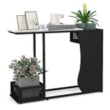 Giantex 43.5" Console Table for Entryway - Modern Entry Table with Faux Marble Top, 2 Mesh Storage Compartments, Metal Frame, Foyer Table, Narrow Sofa Table for Living Room, Hallway, White + Black Giantex