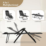 Athena Collection Zero Gravity Outdoor Lounge Chair Recliner, 27" Width Reclining Pool Lounge Lawn Chairs with Headrest and Curved Armrest, Outdoor Chaise for Beach Patio Backyard Outside, Black Athena Collection