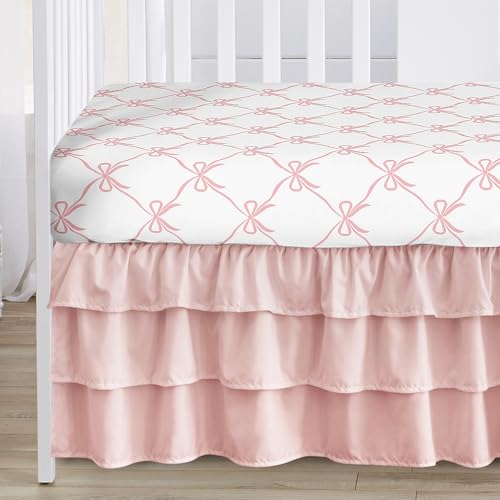 Sweet Jojo Designs 4-Piece Baby Crib Bedding Set (Pink Bows) for Girls, Infants/Nursery incl. Blanket, Fitted Sheet, Skirt, Diaper Stacker (Ruffles, Bow, Ballet Dancer, Ballerina Princess Collection) Sweet Jojo Designs