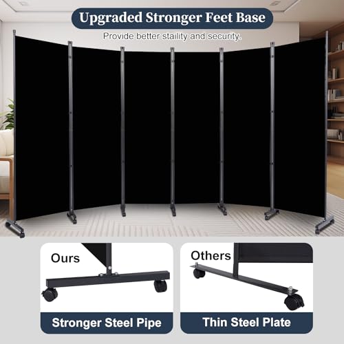 Room Divider Folding Privacy Screens with Lockable Wheels, 132'' Partition Room Dividers Freestanding Room Divider Fabric Panel for Room Separation, Wall Divider for Home Office Bedroom Dorm Decor HOMSCREENER