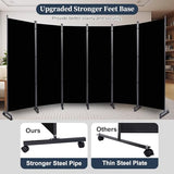 Room Divider Folding Privacy Screens with Lockable Wheels, 132'' Partition Room Dividers Freestanding Room Divider Fabric Panel for Room Separation, Wall Divider for Home Office Bedroom Dorm Decor HOMSCREENER