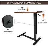 Over Bed Table Pneumatic Adjustable Height Stand Desk with Hidden Wheels USB Ports Pad Slot Mobile Laptop Standing Desk Cart, Podium Table (Walnut, 32X16 inshes) Usumairu