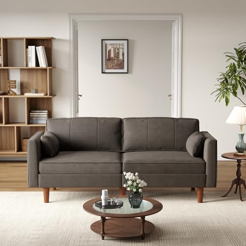ONBRILL 71" Futon Sofa Bed,Convertible Sleeper Couch with Adjustable Backrest, Folding Loveseat for Apartment, Living Room, Office, Faux Leather,Brown ONBRILL