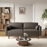 ONBRILL 71" Futon Sofa Bed,Convertible Sleeper Couch with Adjustable Backrest, Folding Loveseat for Apartment, Living Room, Office, Faux Leather,Brown ONBRILL