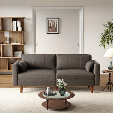 ONBRILL 71" Futon Sofa Bed,Convertible Sleeper Couch with Adjustable Backrest, Folding Loveseat for Apartment, Living Room, Office, Faux Leather,Brown ONBRILL