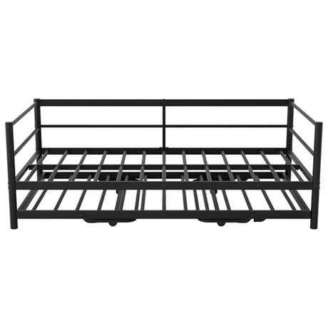 Nahenduo Twin Size Daybed with Pop up Trundle & Adjustable LED Lights, Futon Frame Bed, Metal Sofa Bed Frame for Living Room Bedroom Guest Room, Small Space, No Box Spring Needed (Black + LED) Nahenduo