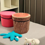CHEFAN Fruit Storage Stool, Cute Folding Toy Box, Wood Stump Organizer for Cloth and Kids CHEFAN