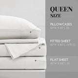 Comfort Spaces 100% Cotton Sheet Set Breathable, Lightweight, Soft with 12" Elastic Pocket Fits up to 14" Mattress, All Season Cozy Bedding, Matching Pillow Case, Twin White 3 Piece Comfort Spaces