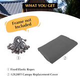 GOTRUTH 12x20 Canopy Replacement Cover, Carport Replacement Top Cover for 12' x 20' Frame, 800D Heavy Duty Waterproof & UV Protected Car Canopy with Ball Bungees (Frame is not Included) (Gray) GOTRUTH