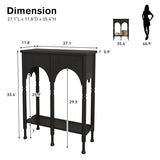 Topbele Console Table with Storage Shelf, 28" Small Entryway Table with Roman-Style Legs, Wooden Sofa Table Retro 2-Tier for Living Room, Hallway, Black Topbele