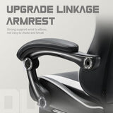 DUMOS Ergonomic Gaming Office Desk Chair with Footrest, Height Adjustable 360° Swivel Computer Video Game Chair with Headrest and Lumbar Support, Black White DUMOS