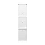 Yoluckea LED Floor Storage Cabinet with Double Doors, Glass Shelves and Cable Holes, Home Office Freestanding Curio Cabinet Display Rack Showcase Book Shelf (White4) Yoluckea