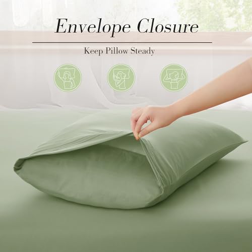 Aormenzy Extra Deep Pocket Queen Sheets - 4 Piece Sage Green Bed Sheet Set - Fits Mattress 18-24 Inches Deep - Ultra-Soft Microfiber Extra Deep Sheet Sets for Women, Men, Kids & Teens Aormenzy