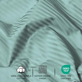 Feather & Stitch 500 TC Queen Size Bed Sheet Set, 100% Cotton Soft Breathable Bedsheets 4 Piece 18" Deep Pockets Sateen Weave Striped Bedding Mattress Resort Hotel Luxury - (Granite Green Stripe) FEATHER & STITCH NEW YORK