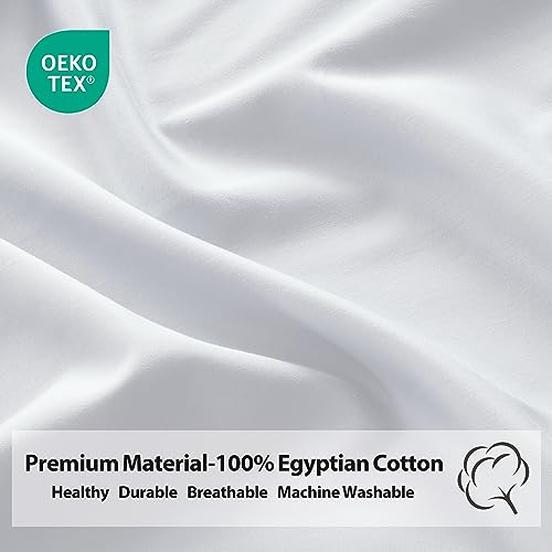 2-Pack Pure Cotton Twin XL Fitted Sheet for Adjustable Bed Split King, 600 TC 16" Deep Pocket Egyptian Cotton Fitted Sheet (2pcs, Twin XL, White) Shunjie.Home