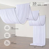 50ftx40ft White Ceiling Curtain for Wedding Parties – 10 Panels Wrinkle-Free 40 FT Long Tent Draping Curtains for Wedding, Birthday & Theme Parties, 40ft Height with Rod Pocket Party Village