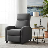 HealSmart Adjustable Push Back Recliner Chair, Soft Fabric Lounge Sofa for Reading & Relaxing, Perfect Home Theater Chair for Living Room & Bedroom, Grey