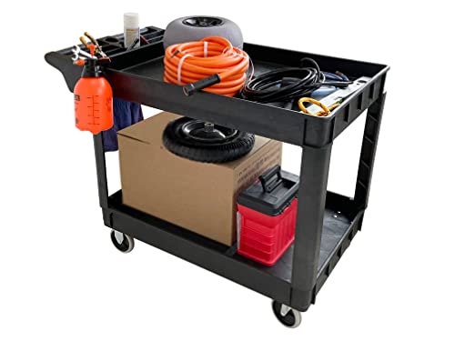 MaxWorks 80857 500-lb Utility Service PP Cart With Two Trays and Wheels 46 inch x 25.5 inch x 33.5 inch Overall Dimensions MaxWorks