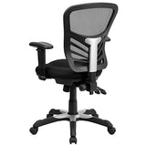 Flash Furniture Nicholas Mid-Back Swivel Desk Chair with Wheels, Mesh Back, Padded Seat, and Armrests, Adjustable Height Mesh Ergonomic Office Chair, Black Flash Furniture