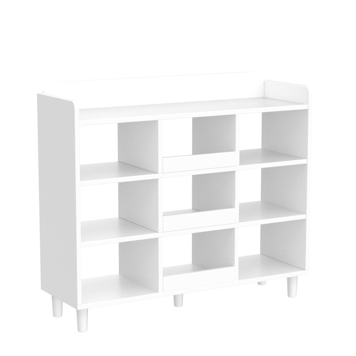 NELYE Pearl White 3-Tier Wooden Cube Bookcase with Legs for Stylish Kidsroom Storage - WoodArtSupply