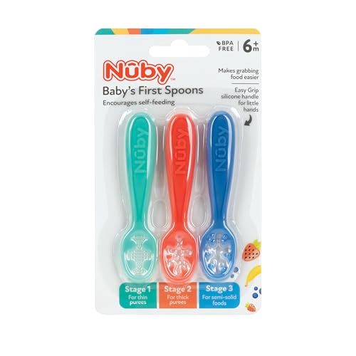 Nuby Baby's First Spoons Set - (3-Pack) Feeding Utensils for Babies - 6+ Months