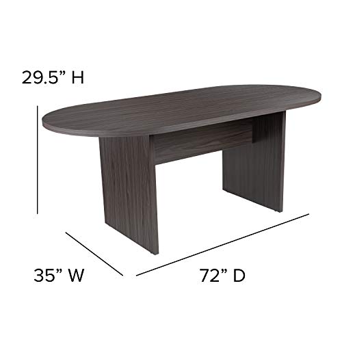 Flash Furniture Lake 5 Piece Rustic Gray Oval Conference Table Set with 4 Black LeatherSoft-Padded Task Chairs Flash Furniture